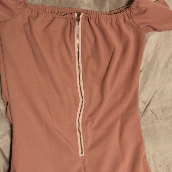 UK XL Baby Pink off the shoulder zipper back mini - Picture 3 of 3